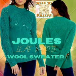 JOULES FAWN MOCK NECK LONG SLEEVE WOOL LEAF STITCH SWEATER